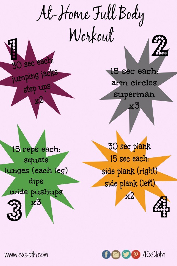 No equipment (body weight) at home full body workout via @ExSloth | ExSloth.com