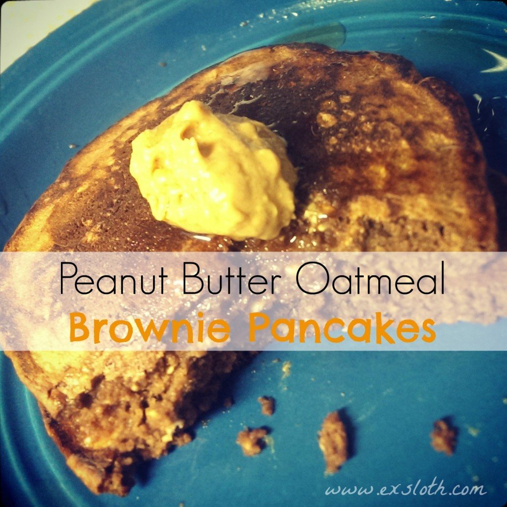 Peanut Butter Oatmeal Brownie Pancakes | ExSloth.com