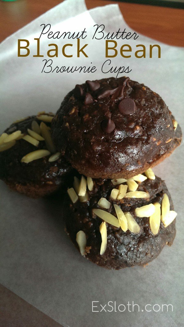 Peanut Butter Black Bean Brownie Cups | ExSloth.com