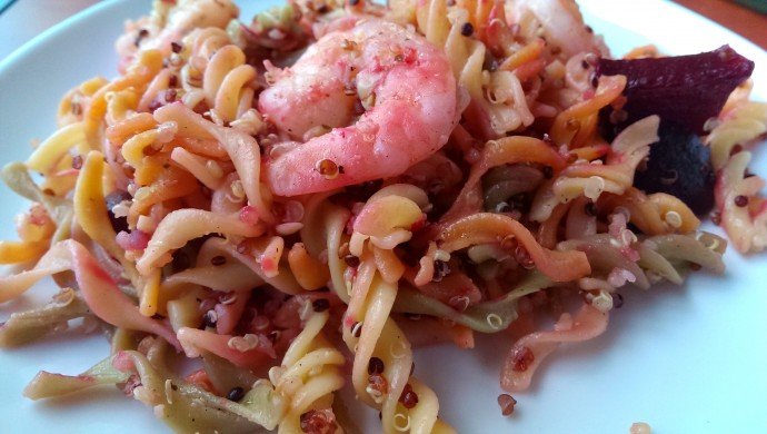 garlic shrimp pasta with roasted beets #recipe | @exsloth
