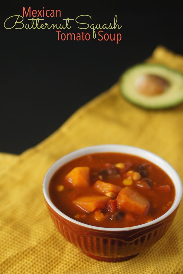 Mexican Butternut Squash Tomato Soup via @ExSloth | ExSloth.com