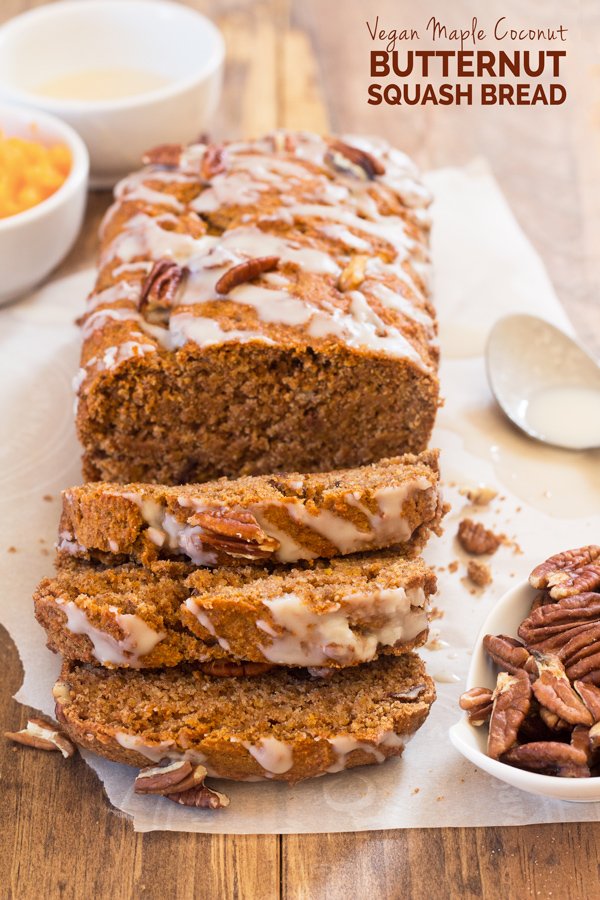 Vegan Maple Coconut Butternut Squash Bread (refined sugar free and made with spelt flour) via @ExSloth | ExSloth.com