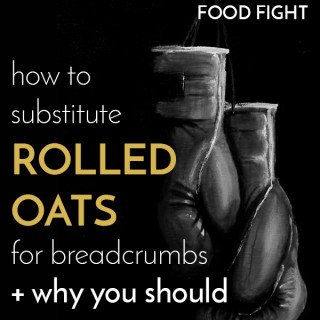 Bread crumbs add lots of unnecessary sodium to your diet. Rolled oats are a healthy substitute that drastically cuts down sodium and still tastes great!