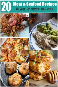 A round up of 20 Healthy Meat & Seafood Recipes for more varied dinners via @ExSloth | ExSloth.com