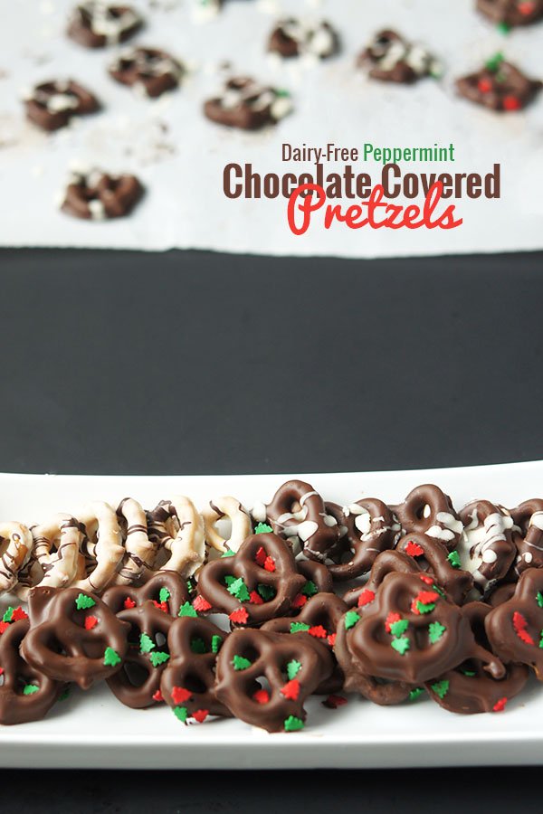 #DairyFree Peppermint Chocolate Covered Pretzels Recipe via @ExSloth | ExSloth.com