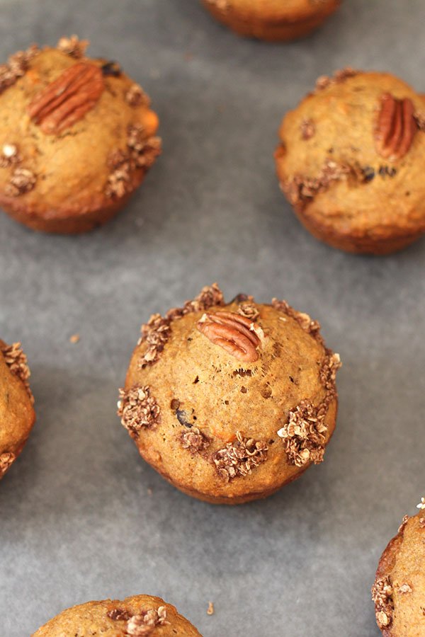These Dairy-freee Cranberry Pecan Sweet Potato Muffins are dense and free of refined sugars. The perfect comfort food for warm winter days via @ExSloth | ExSloth.com