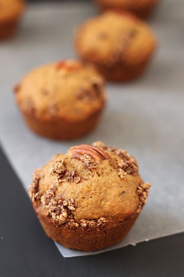 These Dairy-freee Cranberry Pecan Sweet Potato Muffins are dense and free of refined sugars. The perfect comfort food for warm winter days via @ExSloth | ExSloth.com