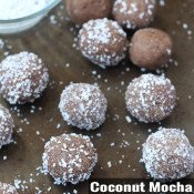 These coconut mocha cookie dough balls are rich sweet, slightly salty and also happen to be vegan and gluten free. The perfect egg-free alternative to regular cookie dough @ExSloth