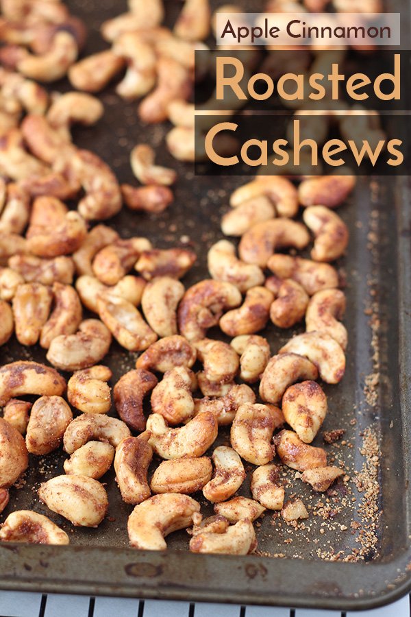 These apple cinnamon roasted cashews are crunchy and slightly sweet and are the perfect combination of the apples and cinnamon, without overpowering the taste of the cashews. via @ExSloth | ExSloth.com