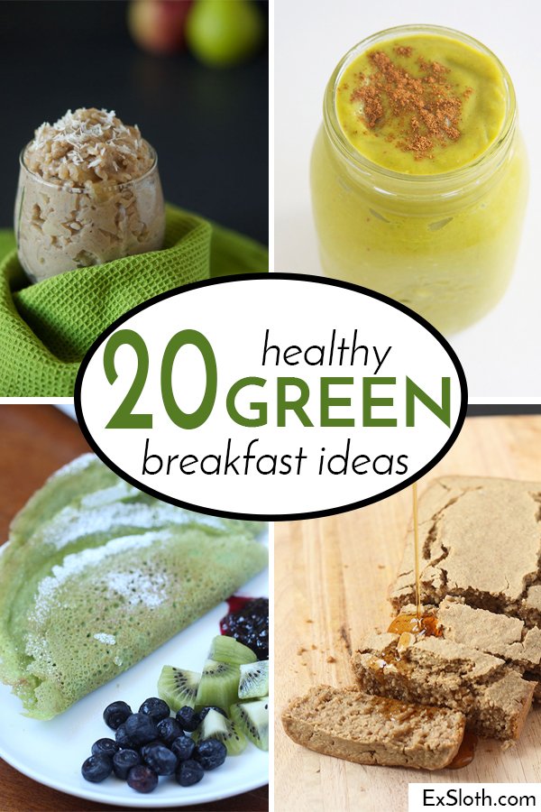 A list of 20 healthy green breakfast recipes, for any day, but especially St. Patty's via @ExSloth | ExSloth