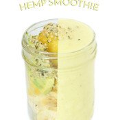 This smooth and creamy pina colada hemp smoothie doesn't have alcohol like it's namesake, but it's got avocados and Manitoba Harvest Hemp Hearts for some added healthy fats and protein. @ExSloth | ExSloth.com