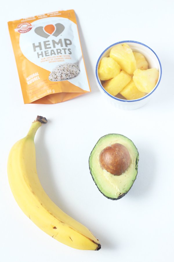This smooth and creamy pina colada hemp smoothie doesn't have alcohol like it's namesake, but it's got avocados and Manitoba Harvest Hemp Hearts for some added healthy fats and protein. @ExSloth | ExSloth.com