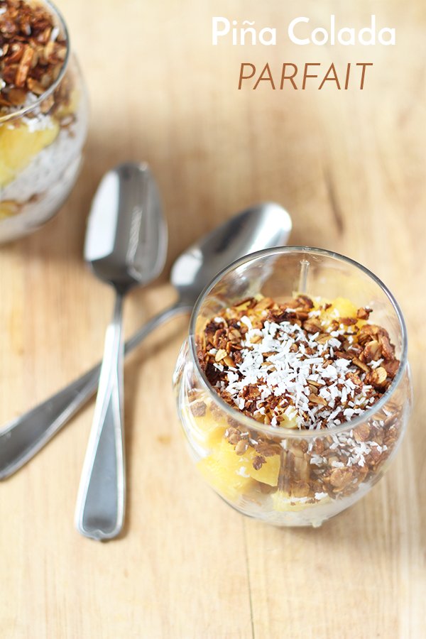 Vegan, Gluten Free Pina Colada Parfait with chia seed coconut milk 'yogurt' via @ExSloth | ExSloth.com