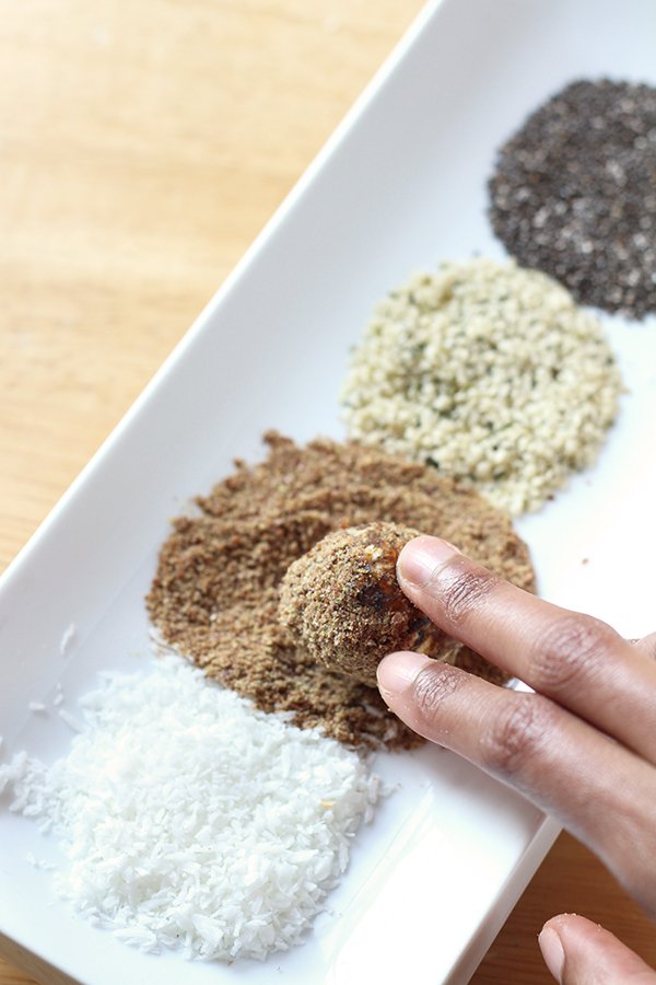 Vegan, Dairy Free, Refine Sugar Free, Nut Free Coconut Date Energy Balls via @ExSloth | ExSloth.com