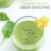 This pineapple quinoa green smoothie is creamy, refreshing, filling and packs a protein punch. Perfect for breakfast. via @ExSloth | ExSloth.com
