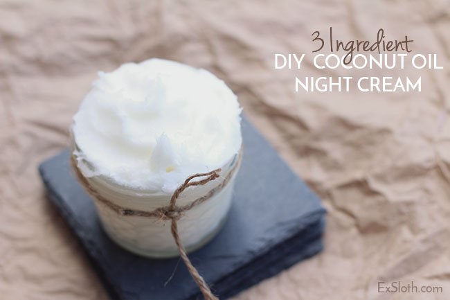 3 ingredient DIY coconut oil night cream via @ExSloth | Exsloth.com