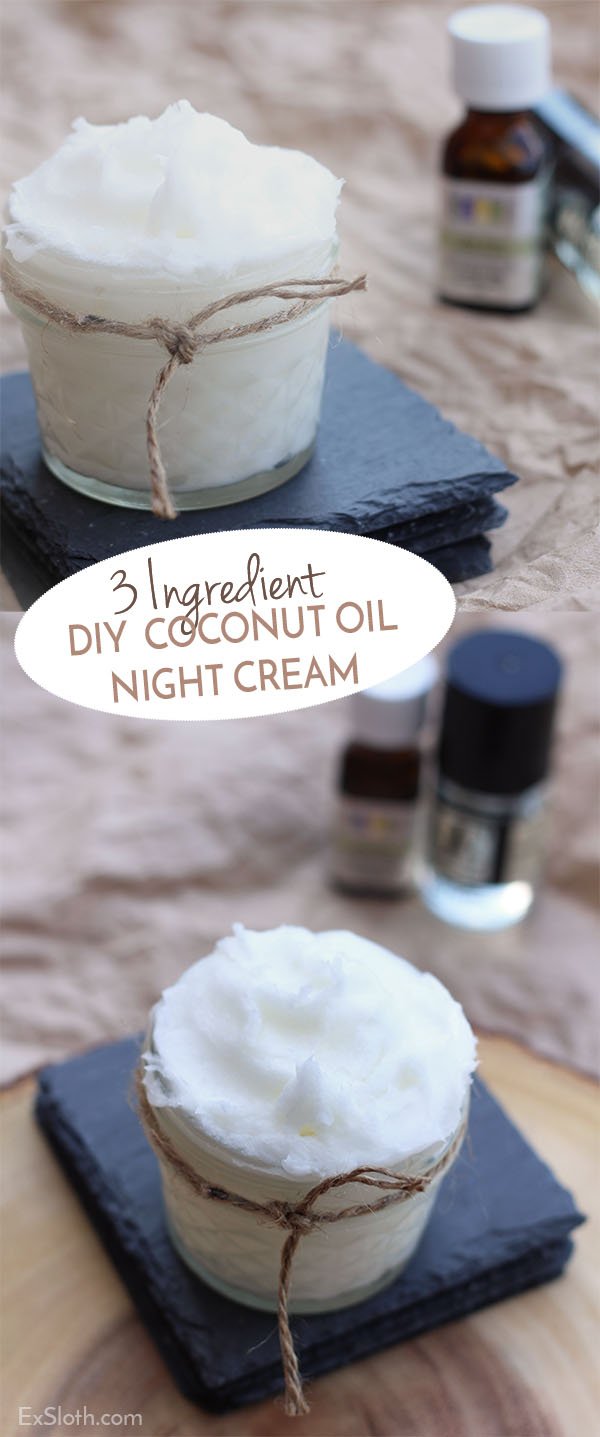 3 ingredient DIY coconut oil night cream via @ExSloth | Exsloth.com