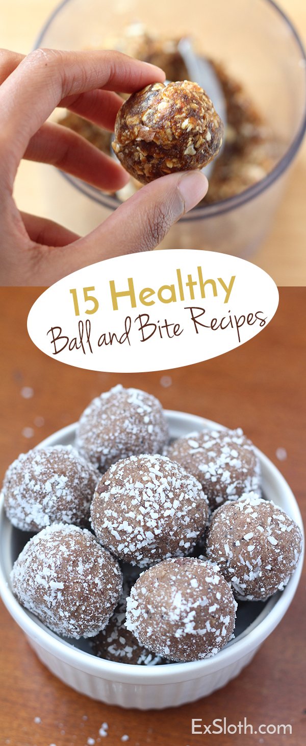 15 Healthy Energy ball and bite recipes via @ExSloth | ExSloth.com