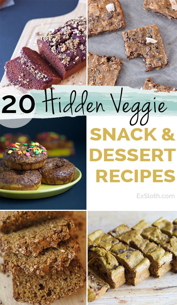 20 healthy hidden veggie snack and dessert recipes via @ExSloth | ExSloth.com