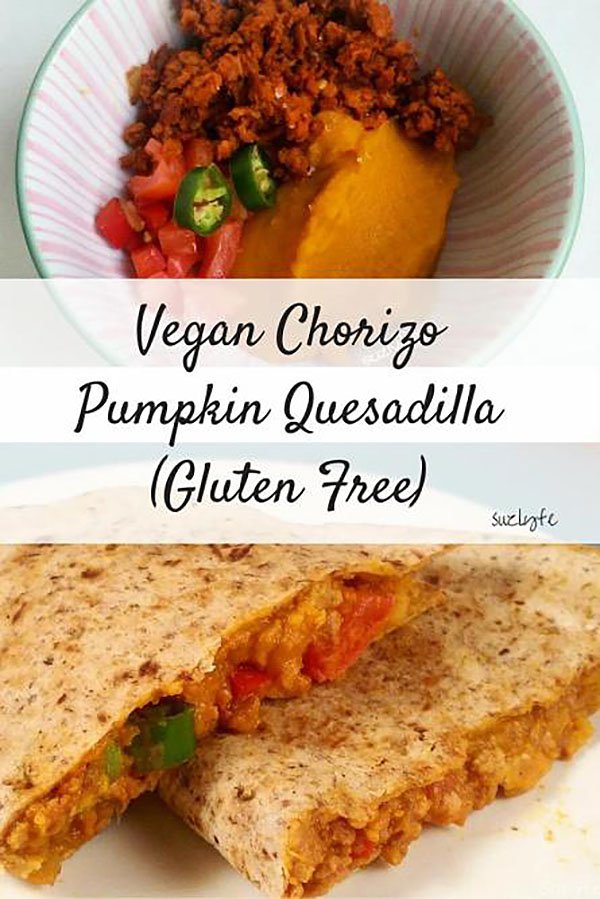 Gluten Free Vegan Chorizo Pumpkin Quesadilla via @suzlyfe @ExSloth | ExSloth.com