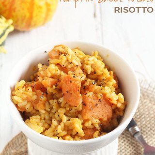 Vegan Pumpkin Sweet Potato Risotto via @ExSloth | ExSloth.com