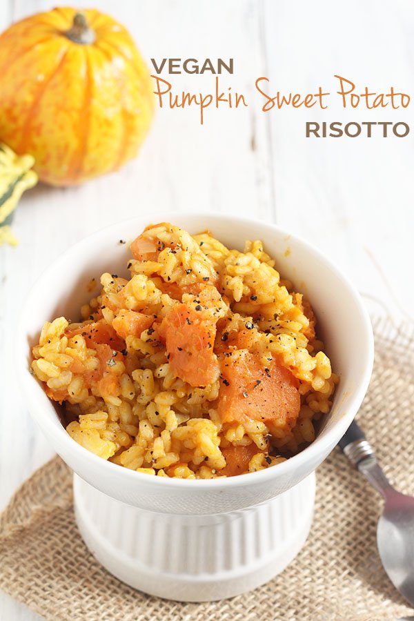 Vegan Pumpkin Sweet Potato Risotto via @ExSloth | ExSloth.com