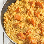 Vegan Pumpkin Sweet Potato Risotto via @ExSloth | ExSloth.com