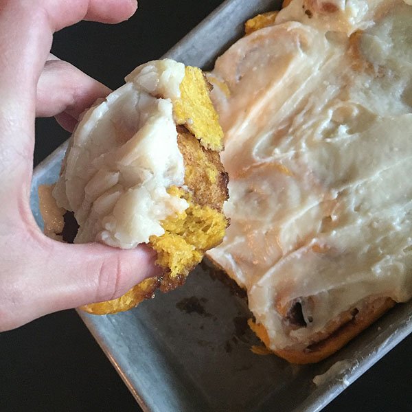 pumpkin spice cinnamon rolls via @olivesnwine @ExSloth | ExSloth.com