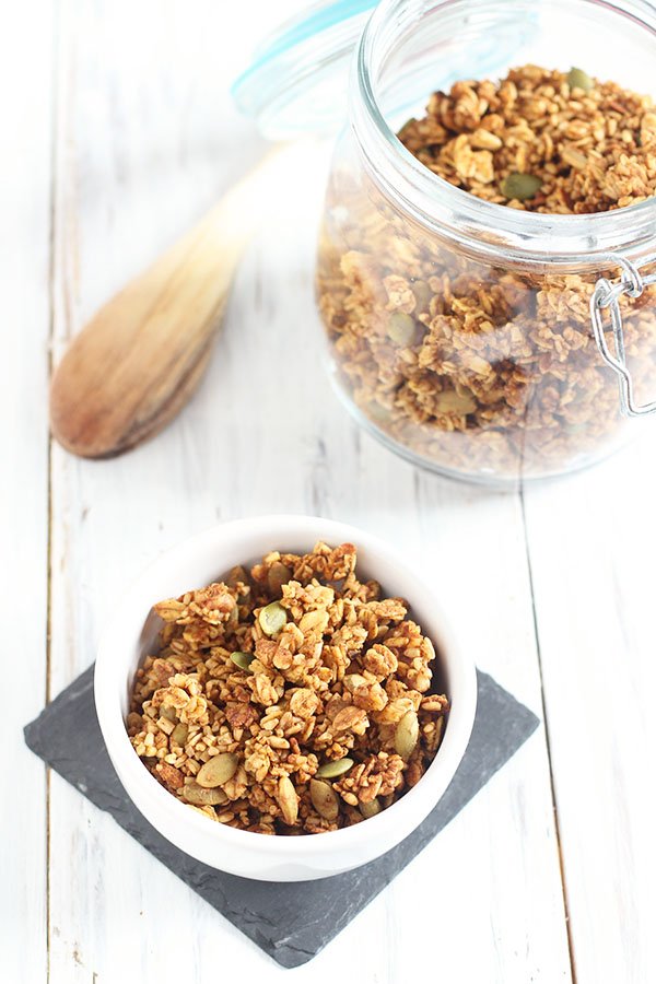 Vegan, gluten free pumpkin spice steel cut granola via @ExSloth | ExSloth.com