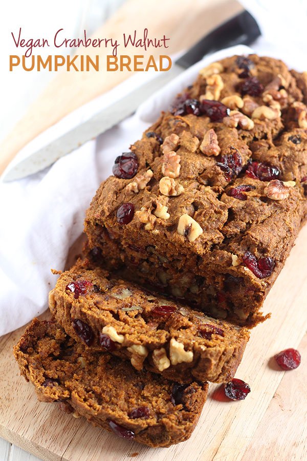 vegan cranberry walnut pumpkin bread via @ExSloth | ExSloth.com