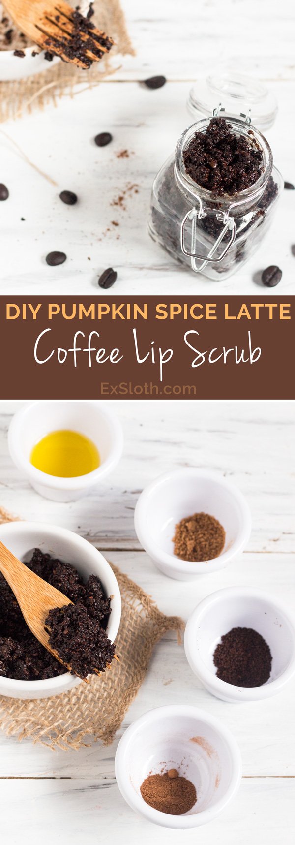 DIY Pumpkin Spice Latte Coffee Lip Scrub via @ExSloth | ExSloth.com