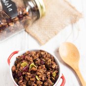 Healthy, Vegan Chocolate Cranberry Granola Recipe via @ExSloth | ExSloth.com