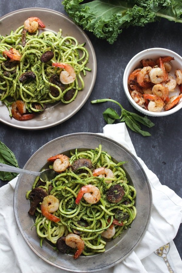 kale pesto zoodles via the almond eater