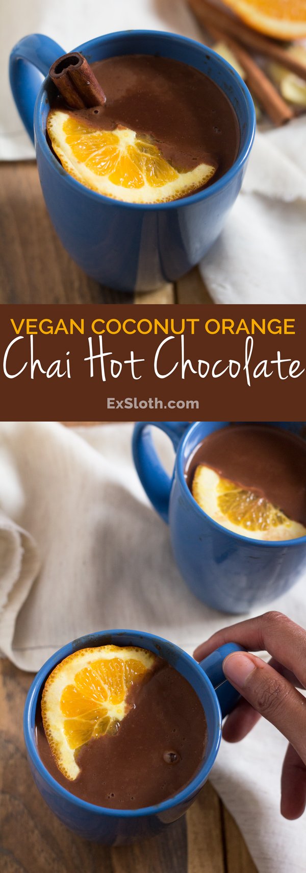 Vegan Coconut Orange Chai Hot Chocolate via @ExSloth | ExSloth.com
