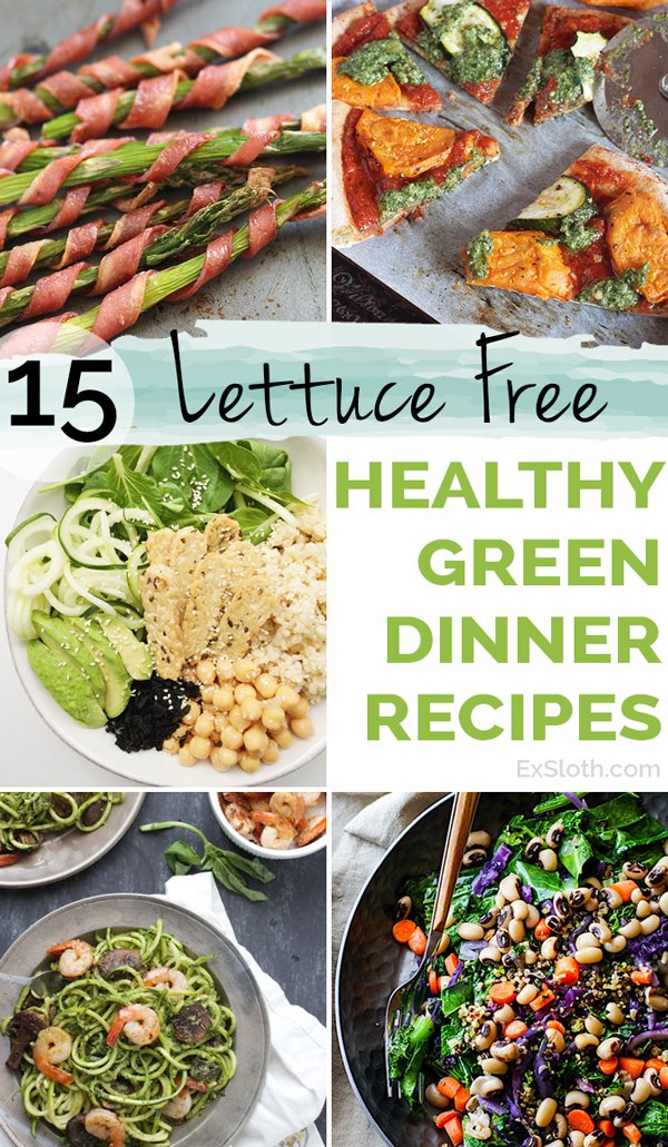 15 lettuce-free healthy green recipes for lunch and/or dinner via @ExSloth | ExSloth.com