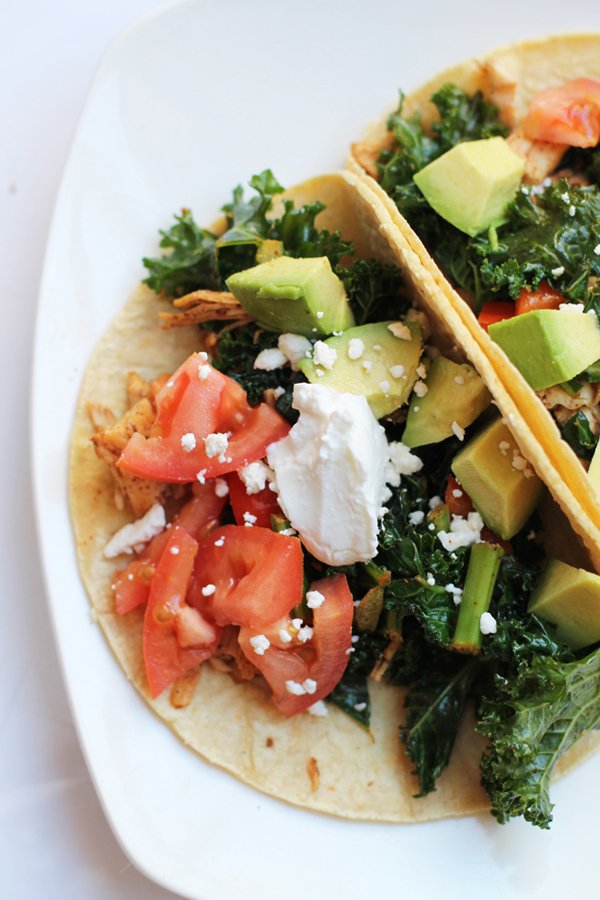 kale chicken tacos