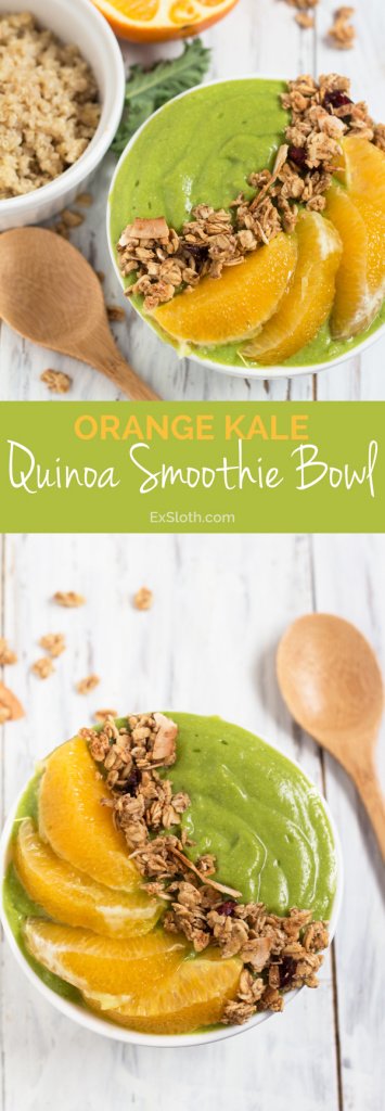 Orange Kale Quinoa Smoothie Bowl via @ExSloth | ExSloth.com