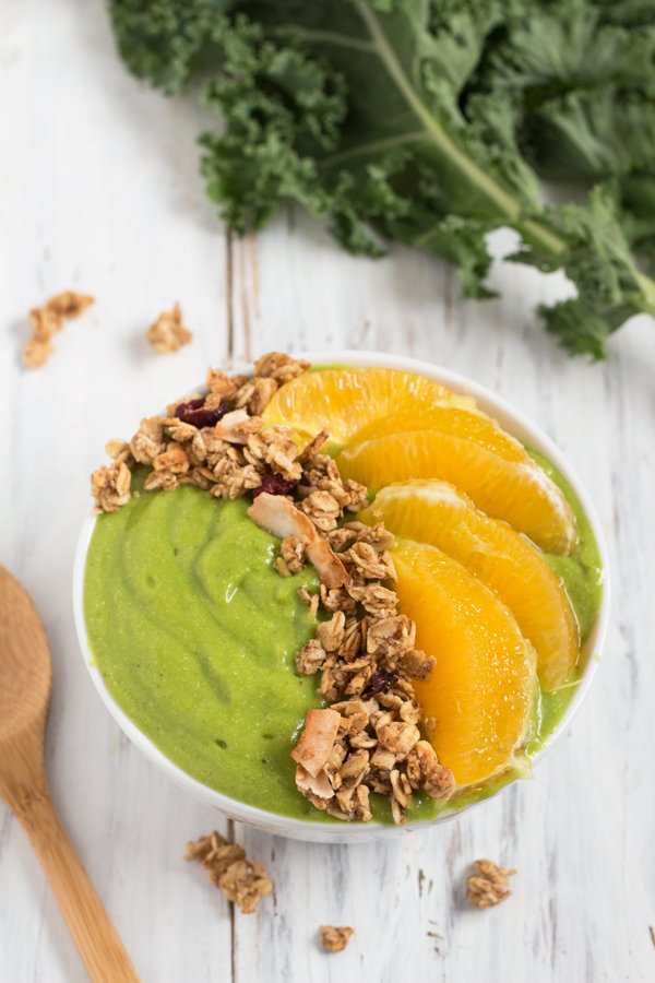 Orange Kale Quinoa Smoothie Bowl via @ExSloth | ExSloth.com