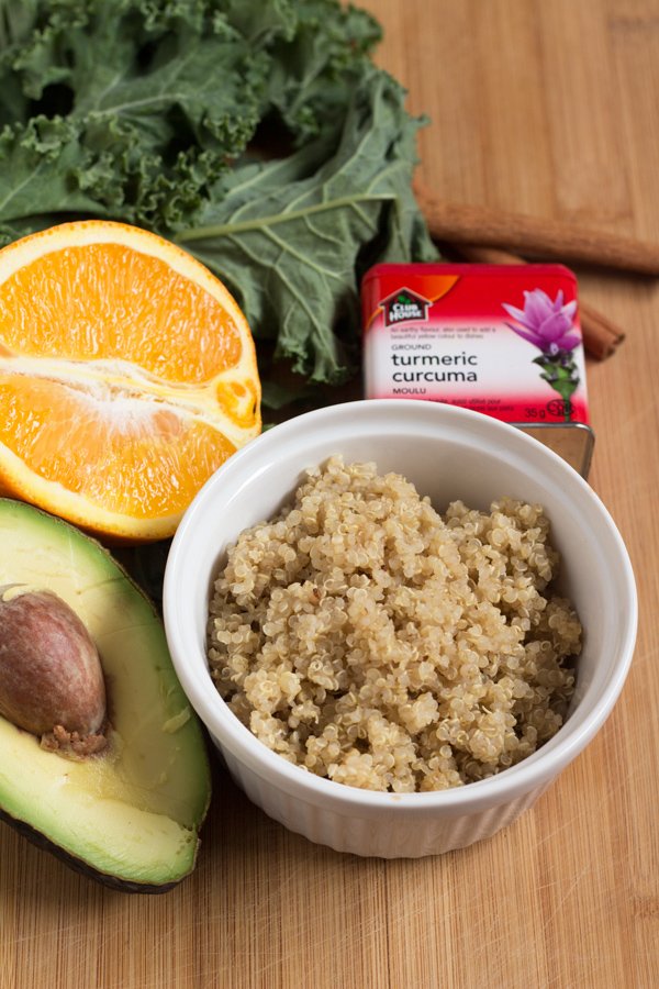 Orange Kale Quinoa Smoothie Bowl via @ExSloth | ExSloth.com