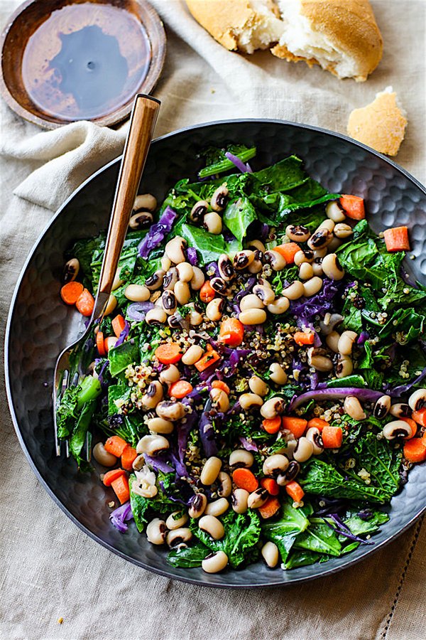 rainbow power greens salad with black beans via cotter crunch