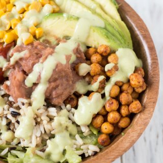 Vegan Wild Rice Burrito Bowl with Cilantro-Lime Avocado Dressing via @ExSloth | ExSloth.com
