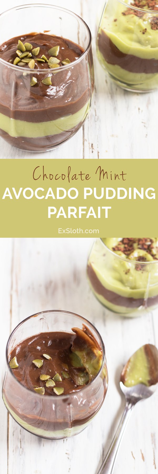 Vegan Chocolate Mint Avocado Pudding Parfait via @ExSloth | ExSloth.com