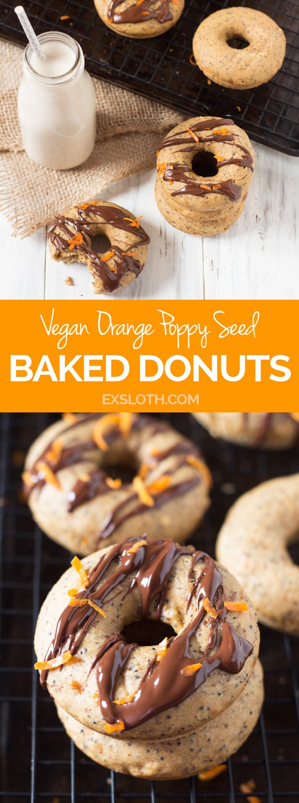 Vegan Orange Poppy Seed Baked Donuts via @ExSloth | ExSloth.com