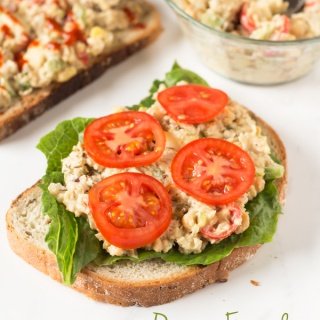 Easy Vegan Open-Faced Chickpea Salad Sandwich for Recipe ReDux via @ExSloth | ExSloth.com