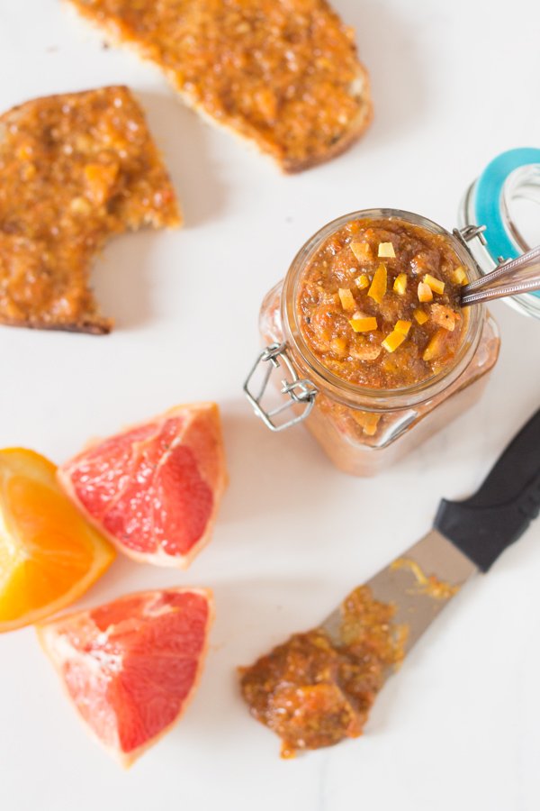 Orange Grapefruit Chia Seed Marmalade + 4 citrus-packed vegan recipes via @ExSloth | ExSloth.com