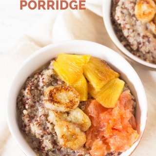 Easy Gluten-Free Vegan Caramelized Fruit Coconut Quinoa Porridge via @ExSloth | ExSloth.com