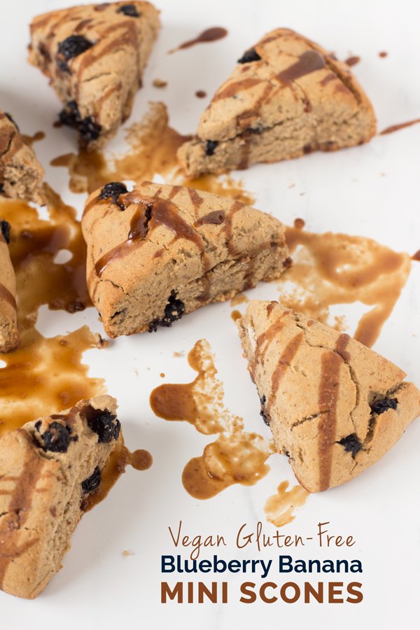Vegan Gluten-Free Blueberry Banana Scones with Blueberry Black Tea Glaze via @ExSloth | ExSloth.com