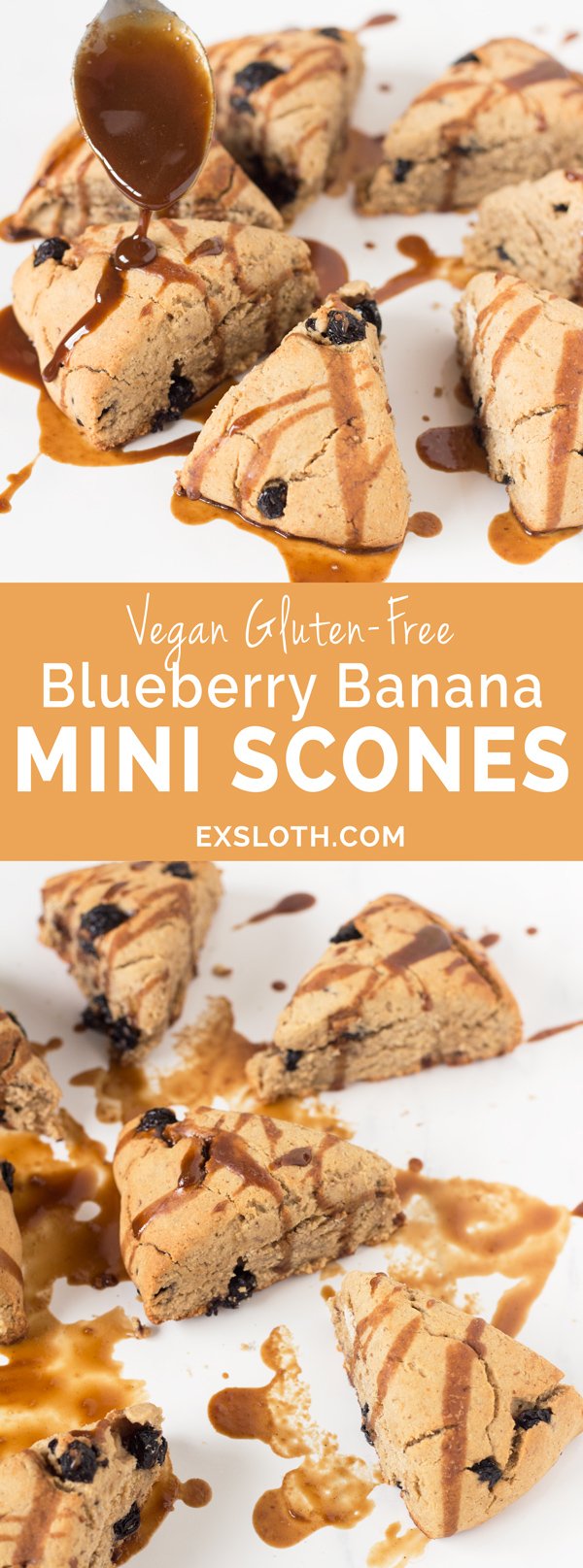 Gluten-Free Vegan Blueberry Banana Scones with Blueberry Black Tea Glaze via @ExSloth | ExSloth.com