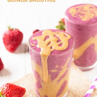 Peanut Butter and Berry Quinoa Smoothie via @ExSloth | ExSloth.com