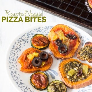 Roasted veggie pizza bites with sweet potato, zucchini and eggplant via @ExSloth | ExSloth.com